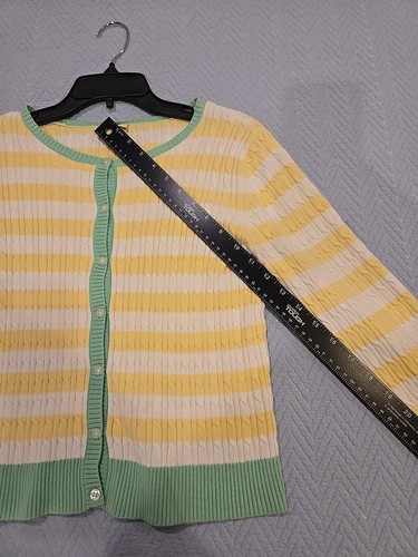 Women's Cherokee Yellow Cardigan Cable Knit Sweater Button Front size XL - Picture 10 of 11