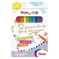 Pentel Ultra Washable Ink Felt Tip Colouring Pens Assorted Colours Broad Tip Kid
