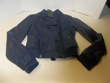 New Womens Size S Therapy Navy Blue Faux Leather Moto Jacket