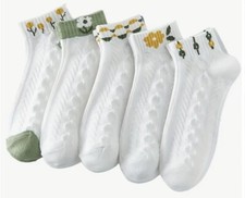 Women's Cute Mixed Floral Print Pattern Ankle Socks Fashion Sock Set Of 5