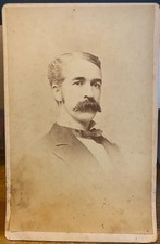 Cabinet Photo Portrait Man w Thick Mustache & Bowtie H G Smith Boston MA 1870s