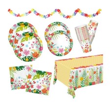 Luau Party Supplies Kit for 25 Hawaiian Party Disposable Plates, Cups, etc. S30