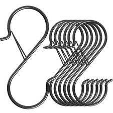 7 Pack S Hooks for Hanging with Safety Buckle, 5 inch Heavy Duty Black Vinyl