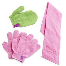 Shower Exfoliating Mitt Gloves Long Back Scrubber Dead Skin Remover Body Spa Set