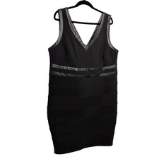 Torrid Black Bandage Dress Faux Leather Trim V-Neck Plus Size 22 Retail: $64 NWT