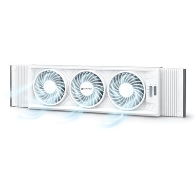 Window Fan Triple 3 Speed Adjustable Thermostat White CZ13504 Led Comfort Zone
