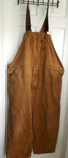 BROWN DUCK DISTRESS CANVAS CARHARTT BIB DOUBLE KNEE COTTON OVERALLS R06211 52X32