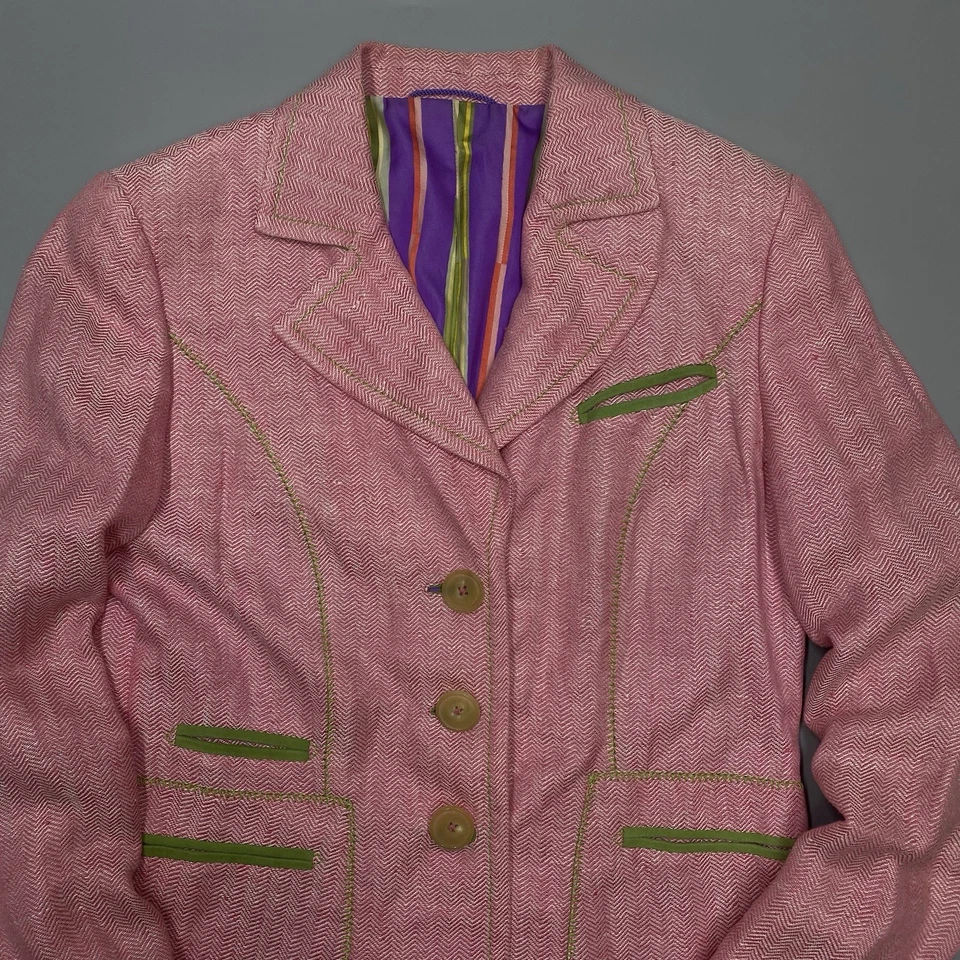 HABSBURG KLEIDER Auguste Lino Folk Blazer Chaqueta Rosa EU 36-38 UK 10 US 6 S Foto 3 de 4
