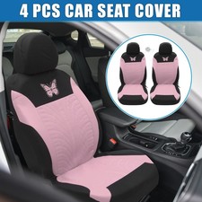 4pcs Universal Car Seat Covers Kit Truck Auto Interior Seat Protectors Pink