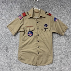 Vintage 80s Boy Scouts Of America Shirt Mens S Khaki Uniform Reading Phillies