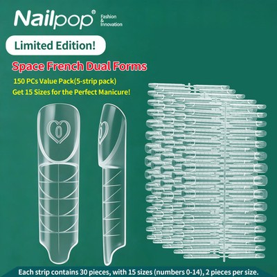 Space French Dual Forms 15 Sizes Clear Reusable Nail Extension Gel