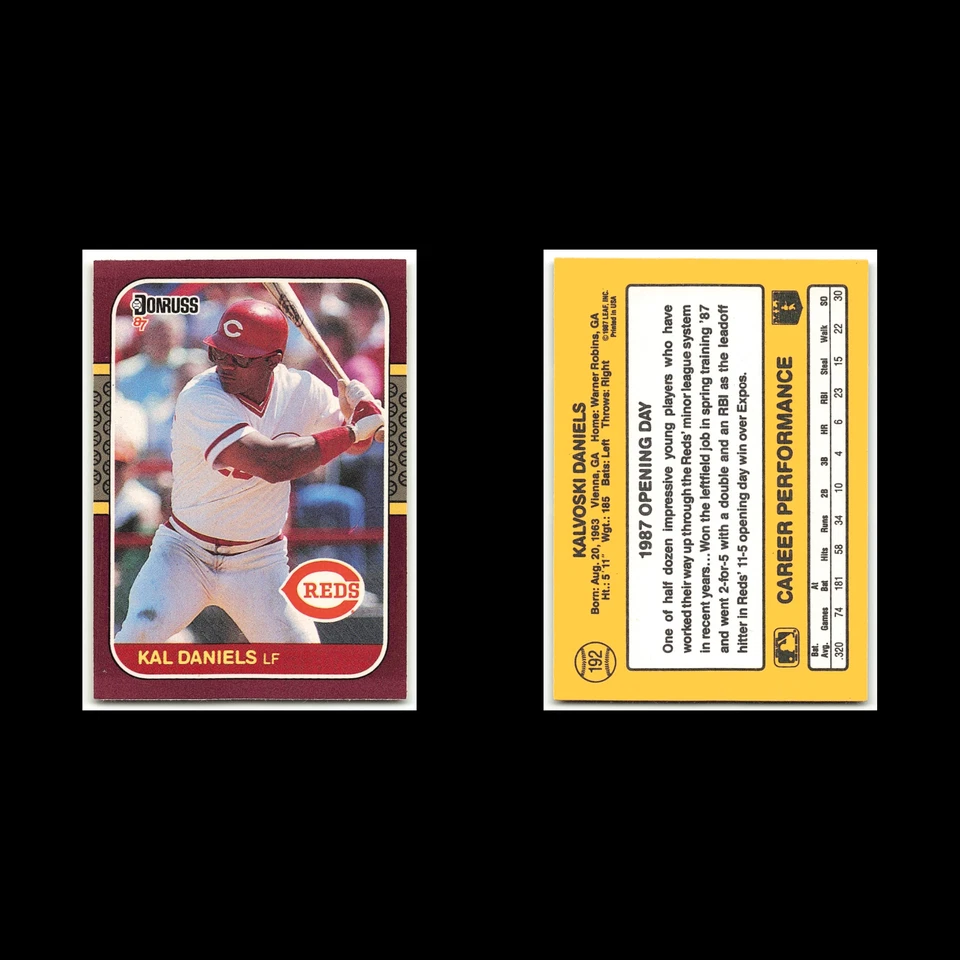 Kal Daniels #192 1987 Donruss Opening Day Cincinnati Reds Baseball Card MLB NM - Image 3 of 3
