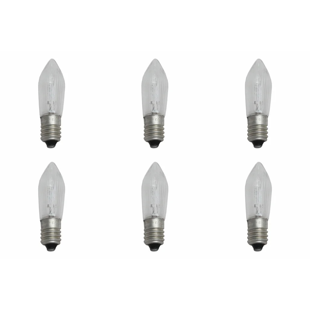 Pack Of 6 x Ribbed 34v 3w Christmas Candle Bulb Miniature Screw MES E10