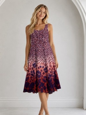 DB Dressbarn Womens Sleeveless Floral Maxi Dress Size 22 Whimsy Summer Chic