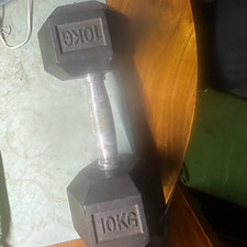 10kg Hex Dumbbell, Black with Silver Handle, Set of two, Unisex Adults