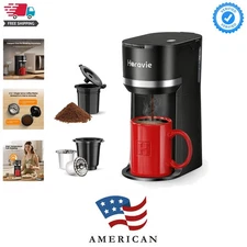 Mini Single Serve Coffee Maker for K Cup and Ground Coffee, Fast Brew One Cup...