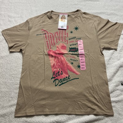 DAVID BOWIE S Tan ''Let's Dance'' Graphic T-Shirt Tee NEW SMALL