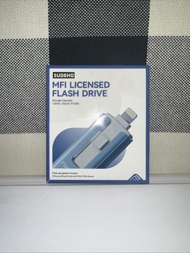 MFI Licensed 128GB Blue Flash Drive Type USB Light iPhone/Pad Android MAC Window
