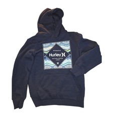 Hurley Hoodie Kids Medium 10/12 Navy Blue Excellent Graphic Pullover Sweatshirt
