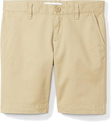 Essentials Girls School Uniform Shorts for Kids, Khaki Brown, 12 Plus