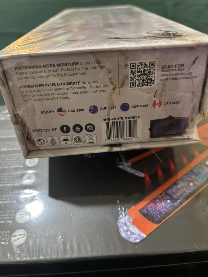 ROYALE Genius Heating Multi-Purpose Ceramic Hair Brush Rhb white marble - Image 2 of 3