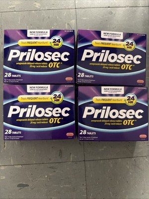 4 New Prilosec OTC 24HR Acid Reducer 20mg - 28 Tablets Each Box Exp. 07/2028