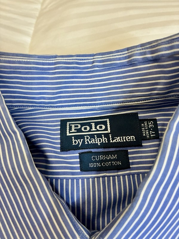 Polo Ralph Lauren Men's Spread Collar French Cuff Striped Dress Shirt 17 X 35