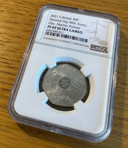 2021 Decimal Day Machin Portrait Proof 50p Royal Mint PF69 NGC Graded