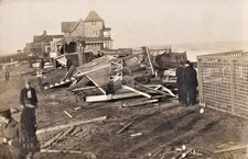 Sea Bright NJ Folks at Destroyed Homes 1914 Storm RPPC Photo Postcard COPY
