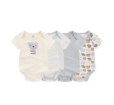 4pcs Fashion Short Sleeve Cartoon Baby Boy Girl Bodysuit 100 Cotton Newborn Boy