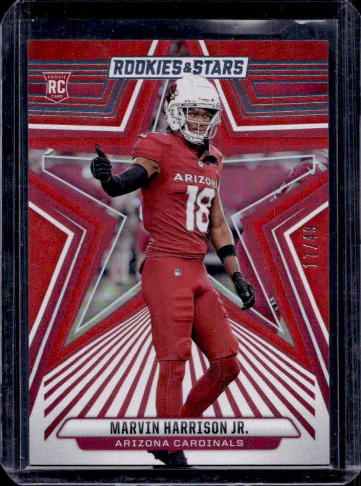 2024 Panini Rookies & Stars Marvin Harrison Jr. RC Red and Blue #17/49 Cardinals
