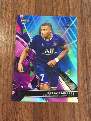 2021-22 Topps Finest Kylian Mbappe PSG France Real Madrid Blue Vapor 46/99