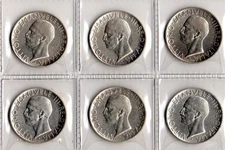 Regno , V.E. III , 6 monete lit. 5 aquilotto argento , 3 x 1927 / 3 x 1929 ,