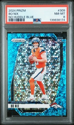 2024 PANINI PRIZM NO HUDDLE BLUE #309 BO NIX ROOKIE RC 12/99 PSA 8