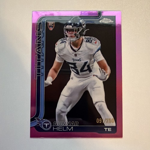 2025 Topps Chrome Gunnar Helm #305 Rookie Pink Refractor #91/250 RC Titans