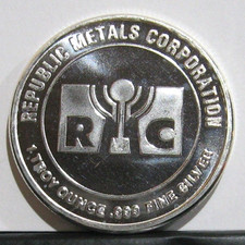 1 Troy OZ .999 Silver Round Republic Metals Corporation Combined Shipping 71.95 per troy oz