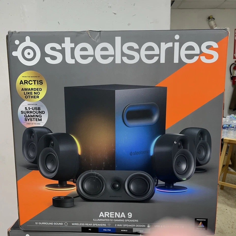 SteelSeries - Arena 9 5.1 Bluetooth Gaming Lautsprecher mit RGB Beleuchtung (6 Stück...