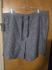 NWT GAP Mens XXL Linen Pull-On Shorts Navy Blue Drawstring Elastic Waist Casual