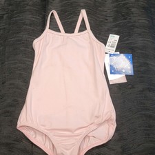 Motionwear Camisole Leotard Light Pink Rounded Neck V-Back Crossed Straps SZ MC