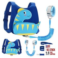 Toddler Harness with Leash, Blue/Light Blue Textured Brachiosaurus, Blue Link
