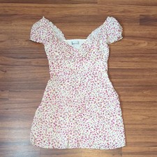 Zara Pink & White Floral Off The Shoulder Mini Dress Size Small