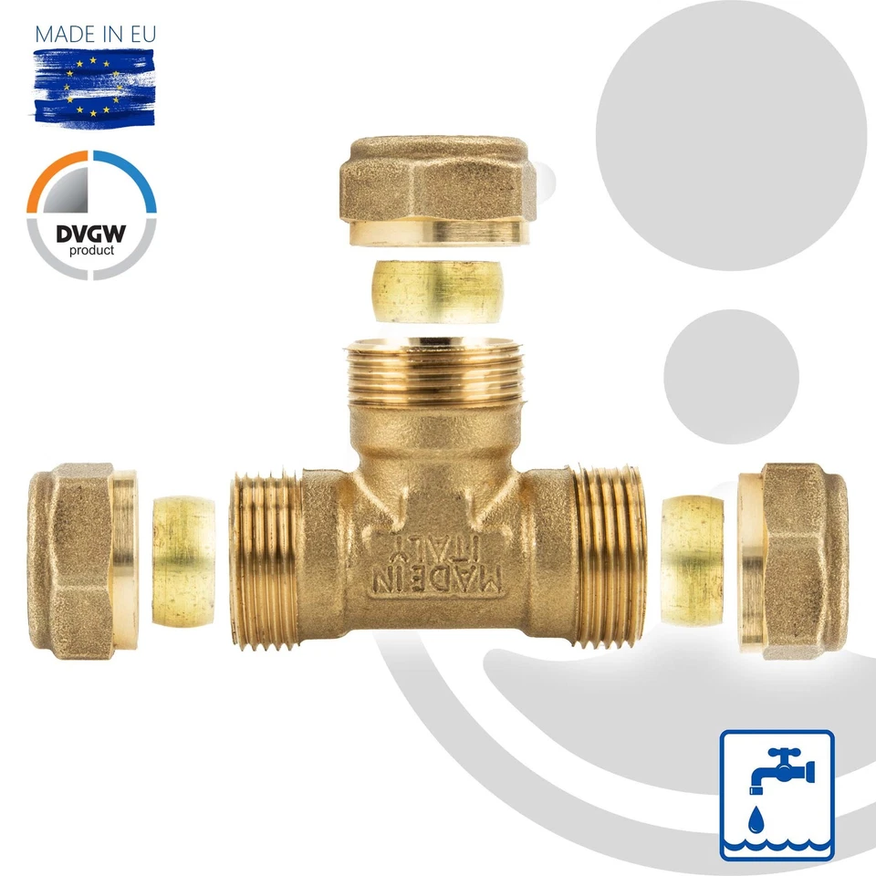 MS-Klemmringverbinder für Kupferrohr, T-Stück Verschraubung, DVGW-zugelassen - Bild 4 von 4