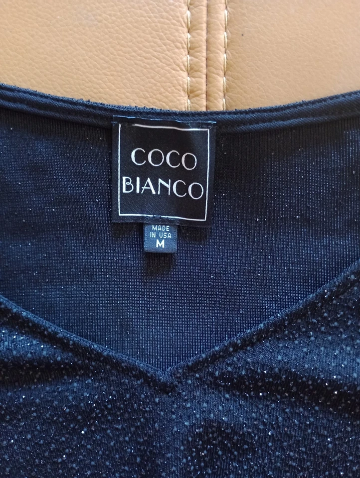 Coco Bianco Cold Shoulder Black Sparkle Top New Size M - Image 2 of 4