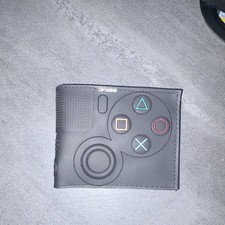 PlayStation Black Bifold Wallet Logo Zipper C...