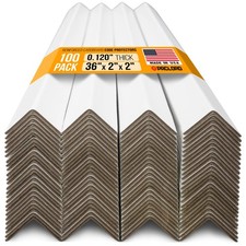 36" x 2" x 2" Reinforced Cardboard Edge Protectors, White Pack of 100 0.1...