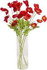 6 Pcs 23.6" Artificial Poppy Silk Fake Flowers,PU Real Touch Silk Flower for Eas