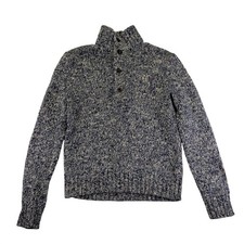 Polo Ralph Lauren Mens Cotton Speckled Knit Mock Neck Button Sweater Medium