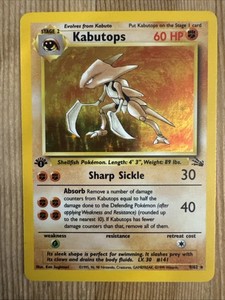 Kabutops 1st Edition Fossil Holo Rare 9/62 Pokemon Card LP