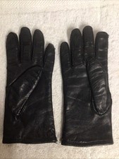 Ladies Genuine Leather Gloves Women  s 7.5 Black Lined Casual Driving