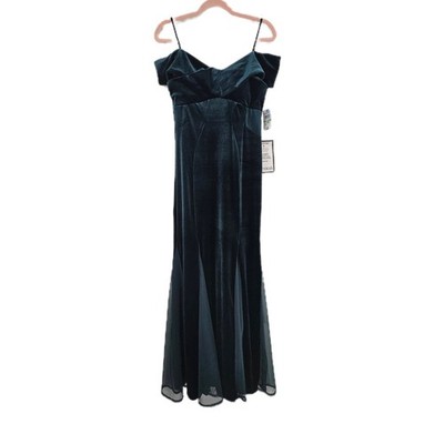 New With Tags Nightway Hunter Green Velvet Off Shoulder Bridesmaid Dress  Size 8P | eBay